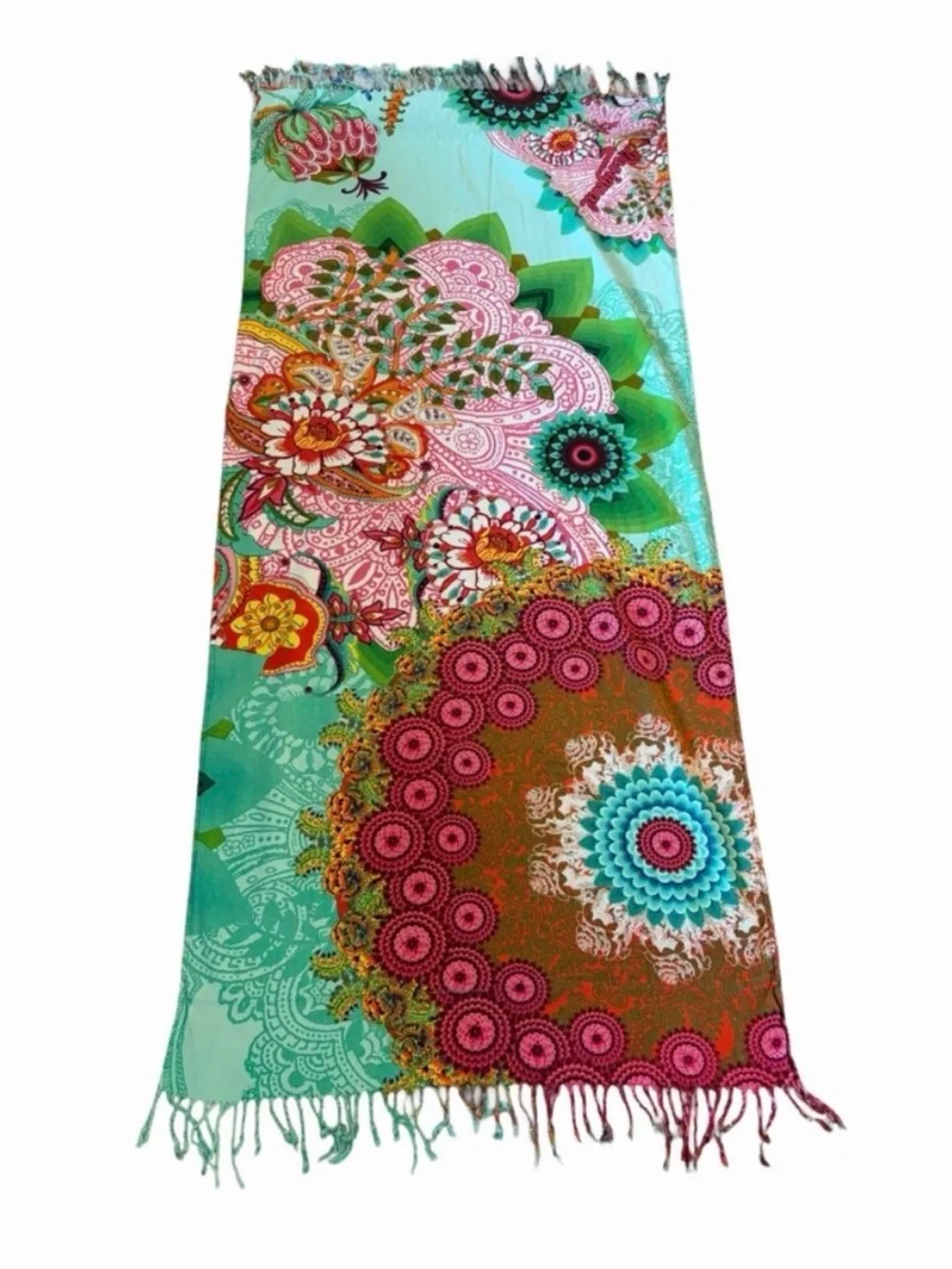 Desigual Spain Floral Medallion Multicolor Cotton Beach Towel Blanket